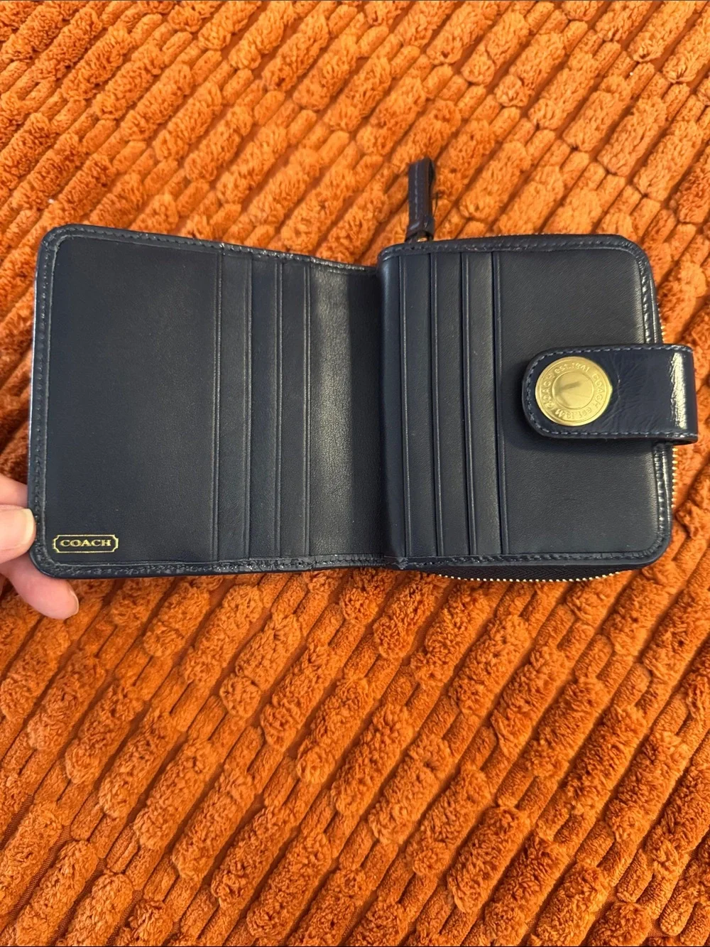 Coach Bleecker  Signature Small Wallet with Gold Accent and legacy interior - Picture 3 of 7